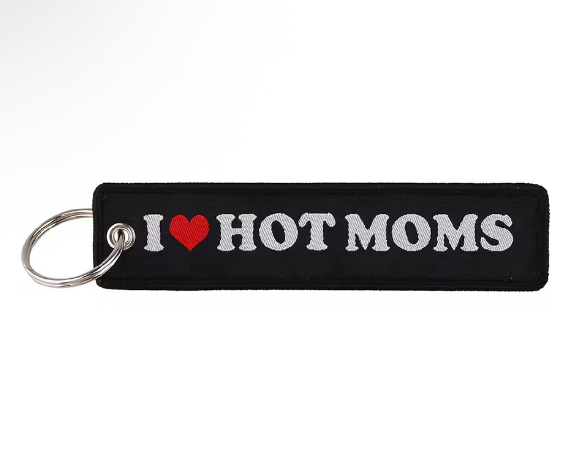 I heart hot moms key tag